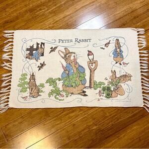 Vintage Peter Rabbit Woven Cotton Nursery Rug/Mat World of Beatrix Potter 39x22